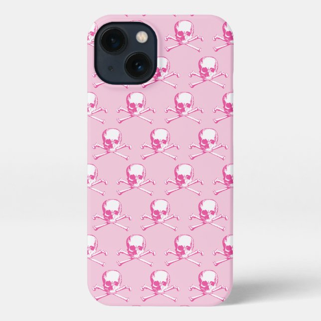 Pink Skull And Crossbones Pattern iPhone Case (Back)