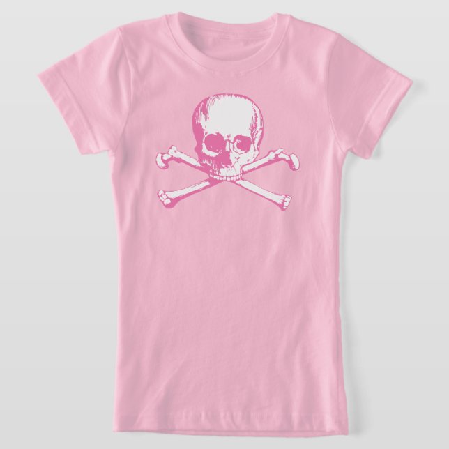 Pink Skull And Crossbones T-Shirt (Laydown)