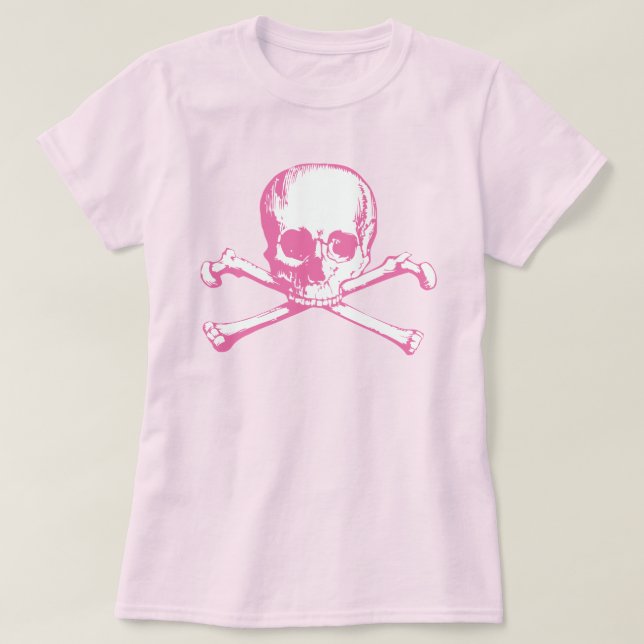 Pink Skull And Crossbones T-Shirt (Design Front)