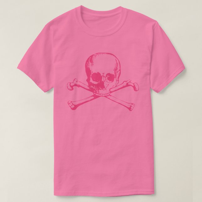 Pink Skull And Crossbones T-Shirt (Design Front)