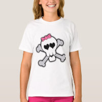 Pink Skull and Crossbones with Hearts and Bow