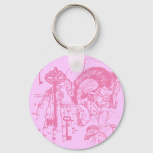 Pink Skull and Key Collage Ring
