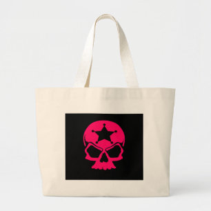 Pink Skull (black background) Large Tote Bag