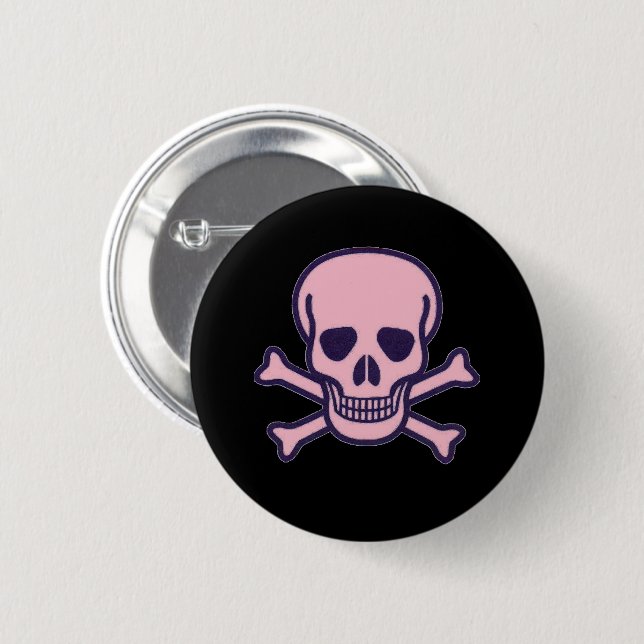 Pink Skull black button (Front & Back)