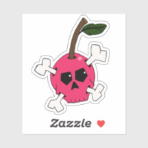 Pink Skull Cherry Laptop Sticker