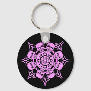 Pink Skull Circle Key Ring