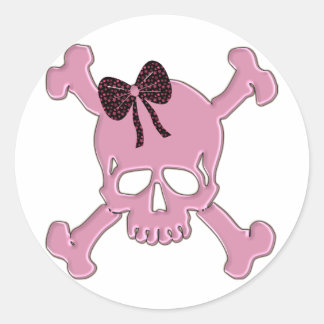Pink Skull Classic Round Sticker