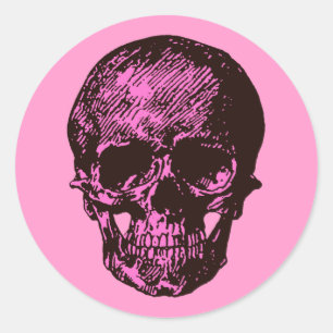 Pink Skull Classic Round Sticker