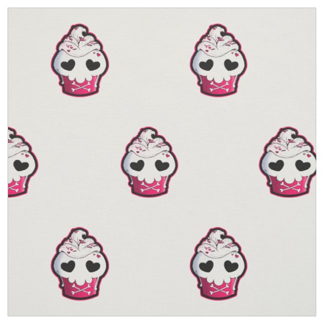 Pink Skull Cupcake Fabric (Swatch)