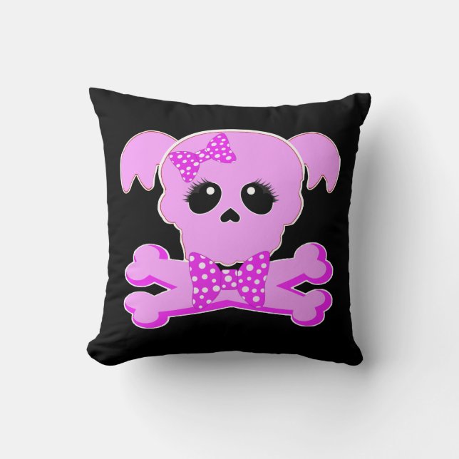 Pink Skull Girl Cushion (Front)