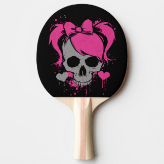 Pink Skull Girl – Dark Cute Style Ping Pong Paddle