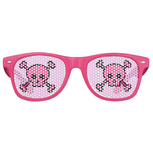 Pink Skull Goth Girl Cute Emo Retro Sunglasses