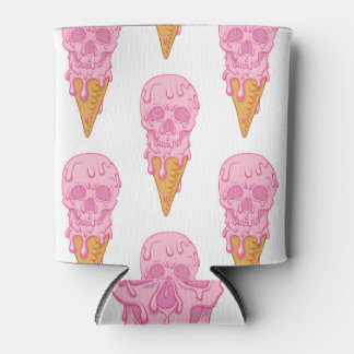 Pink skull ice cream, seamless pattern. can cooler