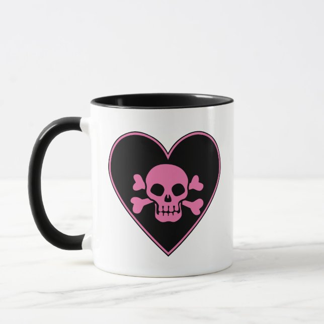 Pink Skull in Heart Mug (Left)