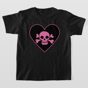 Pink Skull in Heart T-Shirt
