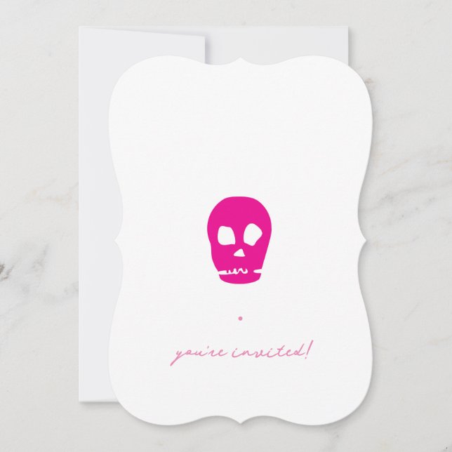 Pink Skull Party Invite Customisable (Front)