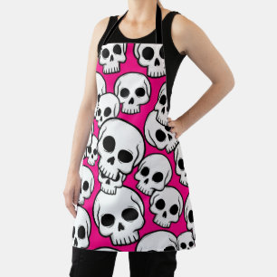 Pink Skull Pattern Apron