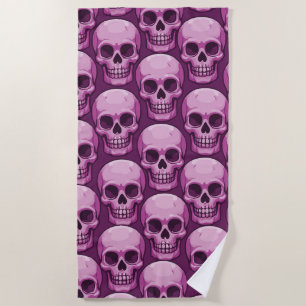 Pink Skull Pattern – Bold Repeating Design Beach Towel