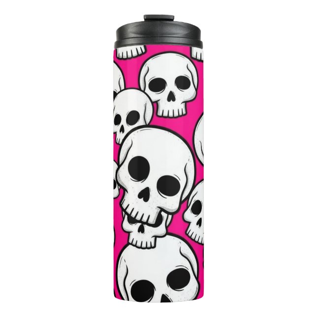 Pink Skull Pattern Thermal Tumbler (Front)