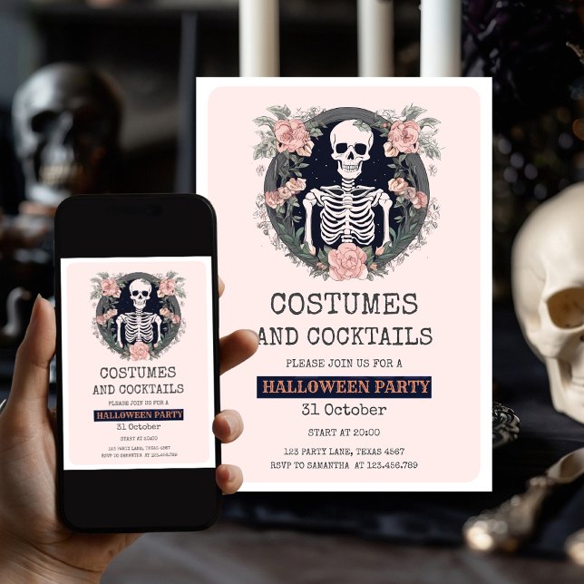 Pink Skull Scary Halloween Party Invitation (Creator Uploaded)