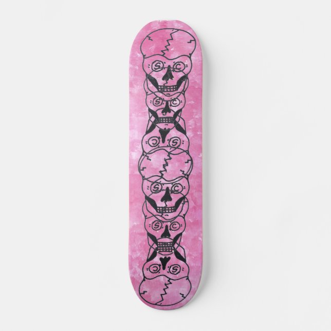 Pink skull skateboard deck (Front)