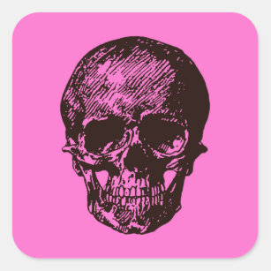 Pink Skull Square Sticker