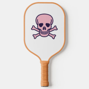 Pink Skull white and tan pickleball paddle