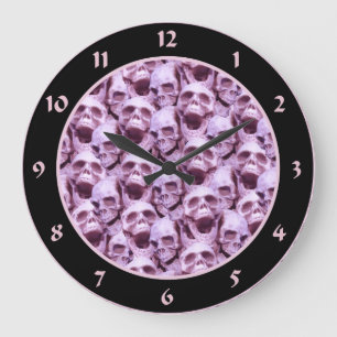 Pink Skulls Large Clock