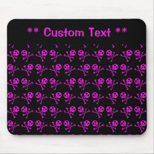 Pink Skulls Mouse Pad w/ Custom Text