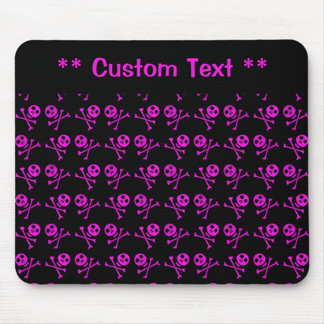 Pink Skulls Mouse Pad w/ Custom Text (Front)
