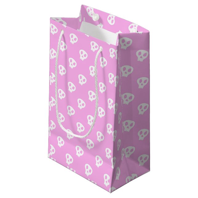 Pink Skully Small Gift Bag (Front Angled)