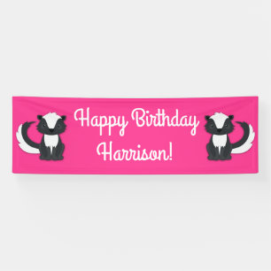 Pink Skunk Birthday Party Banner