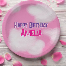 Pink sky and fluffy clouds Birthday