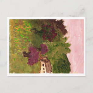 Pink Sky, Landscape, House, postcard