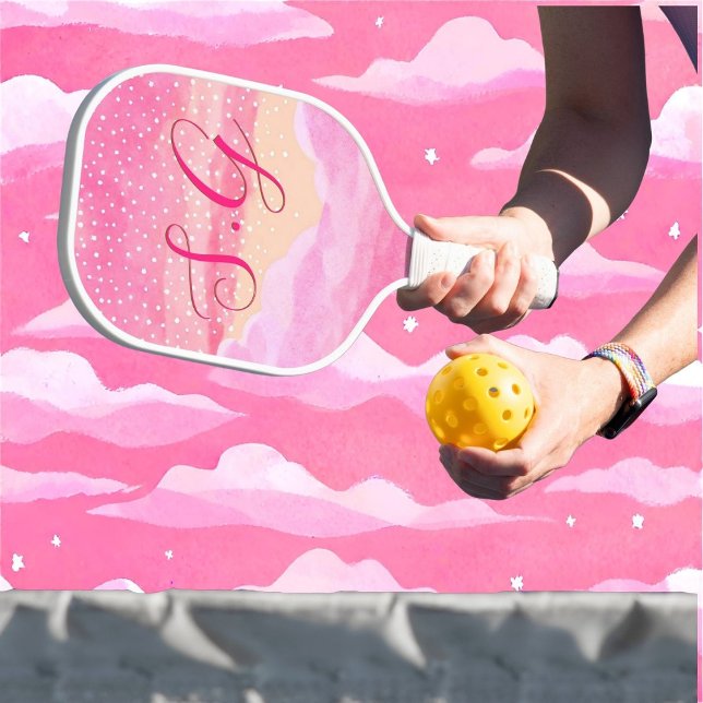 Pink Sky Monogrammed Pickle ball bats Pickleball Paddle (Creator Uploaded)