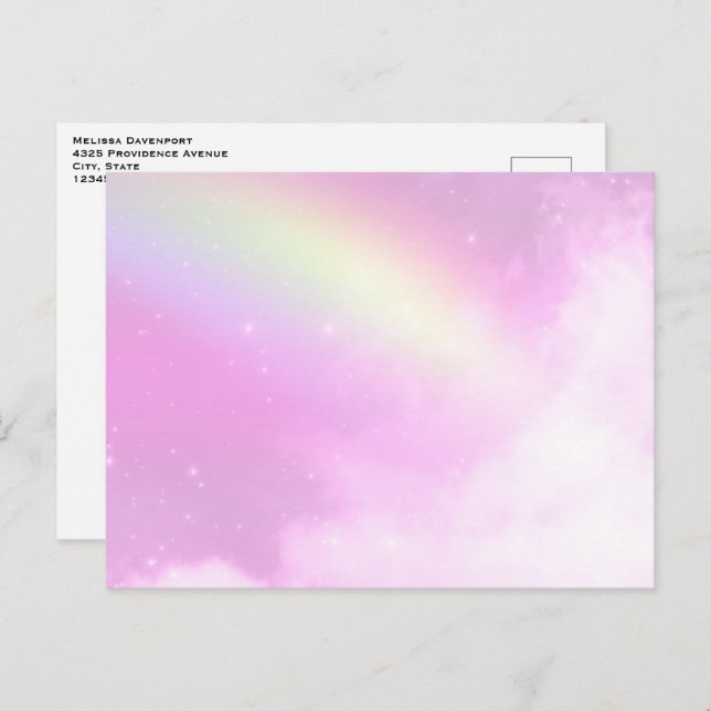 Pink Sky with Lemon Yellow Rainbow Postcard (Front/Back)