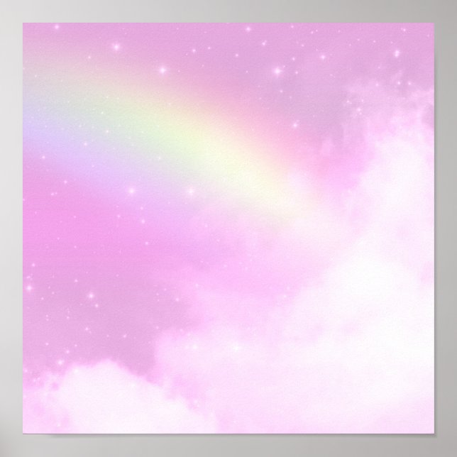 Pink Sky with Lemon Yellow Rainbow Poster (Front)