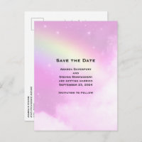 Pink Sky with Lemon Yellow Rainbow Save the Date