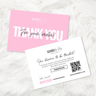 Pink Sleek Modern Business Thank You Card