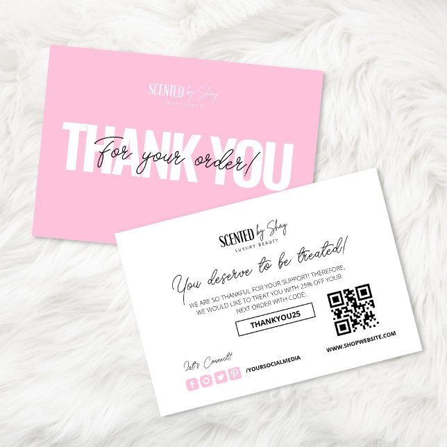 Pink Sleek Modern Business Thank You Card (Creator Uploaded)