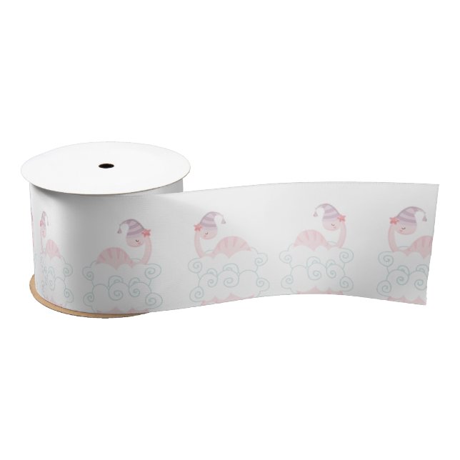 Pink Sleep Dinosaur Ribbon Satin Ribbon (Spool)
