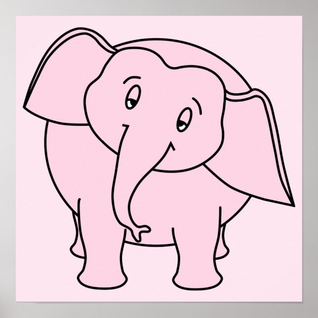 Pink Sleepy Elephant. Cartoon. Poster (Front)