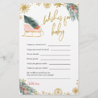 Pink Sleigh Christmas Baby Shower Wishes For Baby