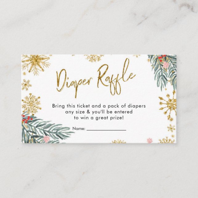 Pink Sleigh Oh What Fun Winter Diaper Raffle Enclosure Card (Front)