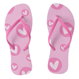 Pink Slippers with Heart Pattern Jandals