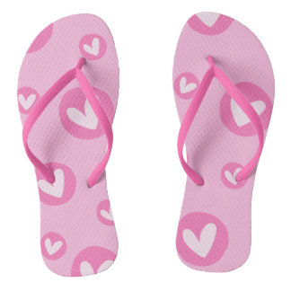 Pink Slippers with Heart Pattern Jandals