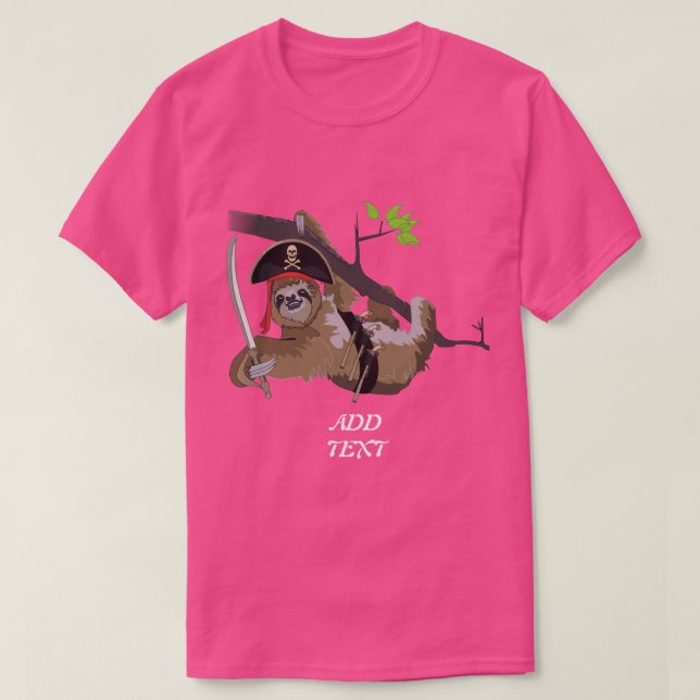 PINK SLOTH; CLASSIC JOLLY ROGER T-Shirt (Design Front)