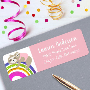Pink Sloths Boho Rainbow Girl Baby Shower Address