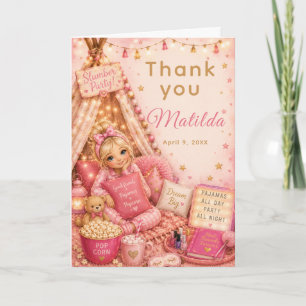 Pink Slumber Party Celebration Thank You Card