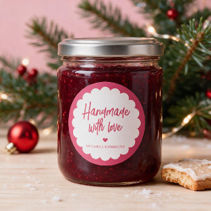 Pink Small Baking Business Handmade With Love Classic Round Sticker
